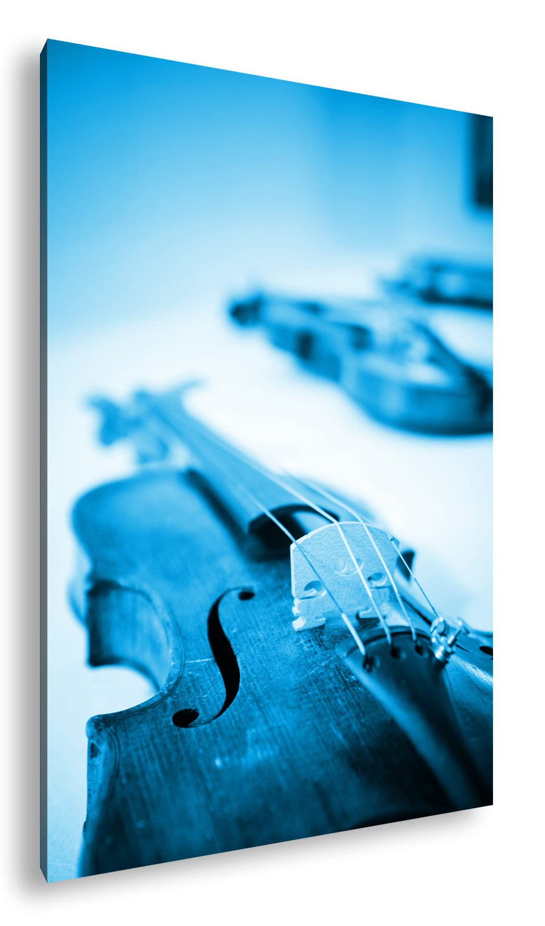 deyoli klassische Geigen und Violinen Format 100x70 Effekt: Monocrome Blau als Leinwandbild, Motiv f