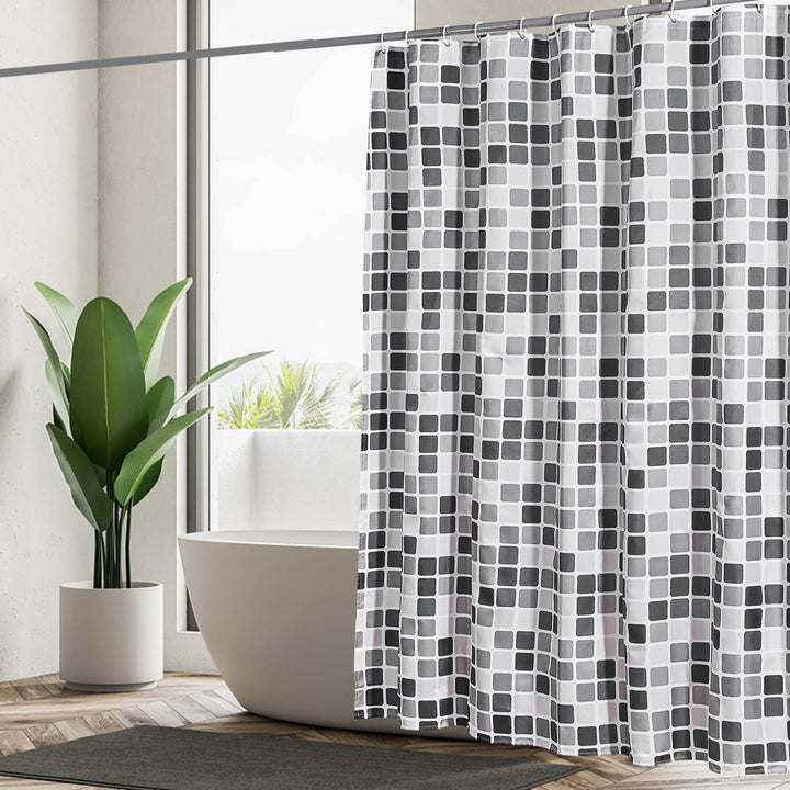 GERUIKE Extra Breit Duschvorhang 240x200 mit Gewicht Unten, Wasserdicht & Anti-Schimmel Polyester-St
