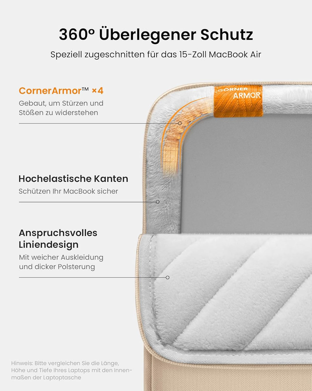 tomtoc 360° Laptop Tasche Hülle für 15-Zoll Neu MacBook Air M5 (2026), M4/A3241 (2025), M3/A3114, M2
