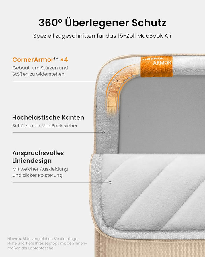 tomtoc 360° Laptop Tasche Hülle für 15-Zoll Neu MacBook Air M5 (2026), M4/A3241 (2025), M3/A3114, M2