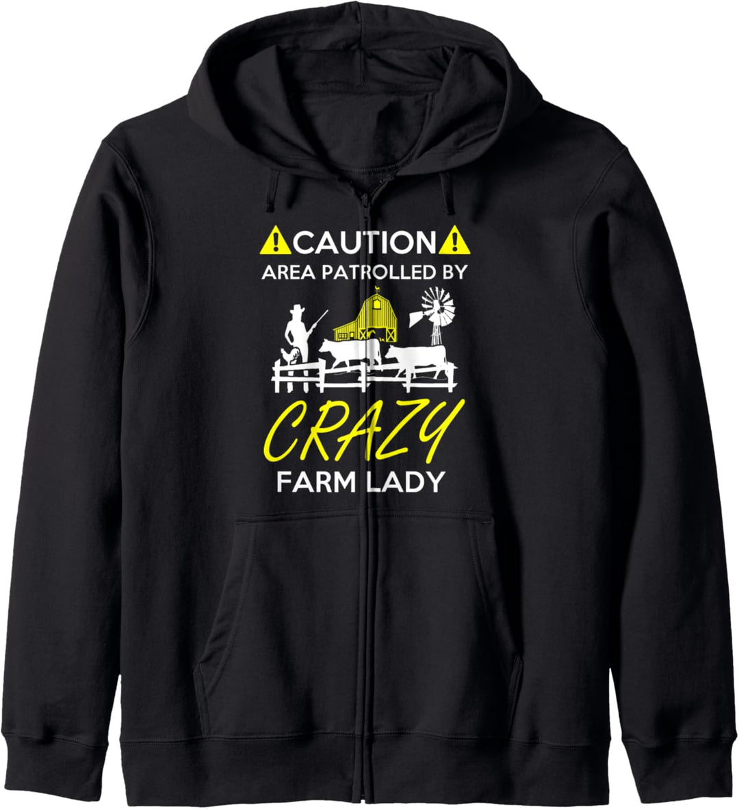 Crazy Farm Lady Warnbereich patrouilliert Kapuzenjacke