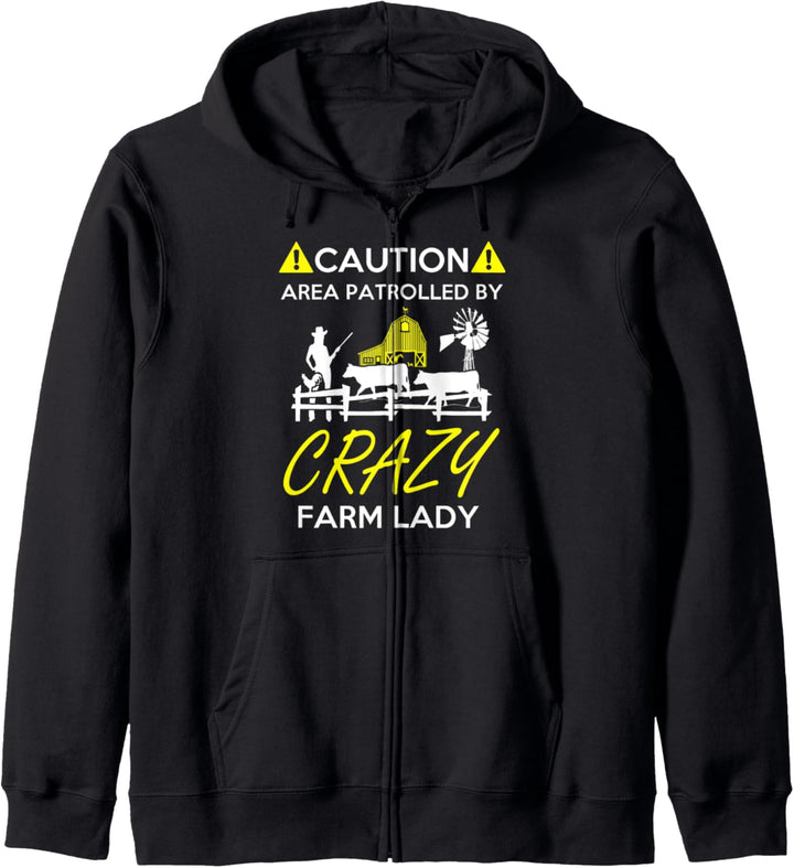 Crazy Farm Lady Warnbereich patrouilliert Kapuzenjacke