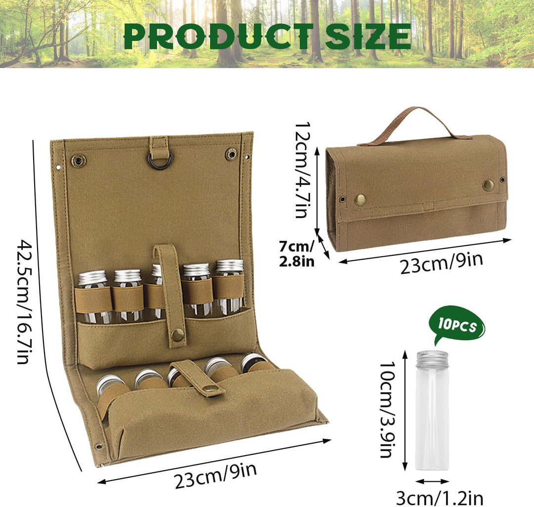 Tissting Gewürzgläser Set, 10 Pcs Gewürzstreuer Camping Outdoor Gewürztasche Camping Gewürze Set Tra
