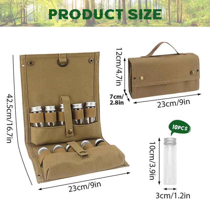 Tissting Gewürzgläser Set, 10 Pcs Gewürzstreuer Camping Outdoor Gewürztasche Camping Gewürze Set Tra