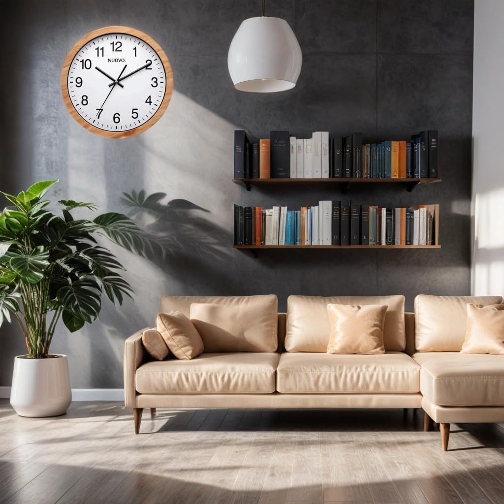 NUOVO 10 Zoll hölzerne runde Wanduhr Stille und Nicht tickende Retro Wanduhr für Wohnzimmer Schlafzi