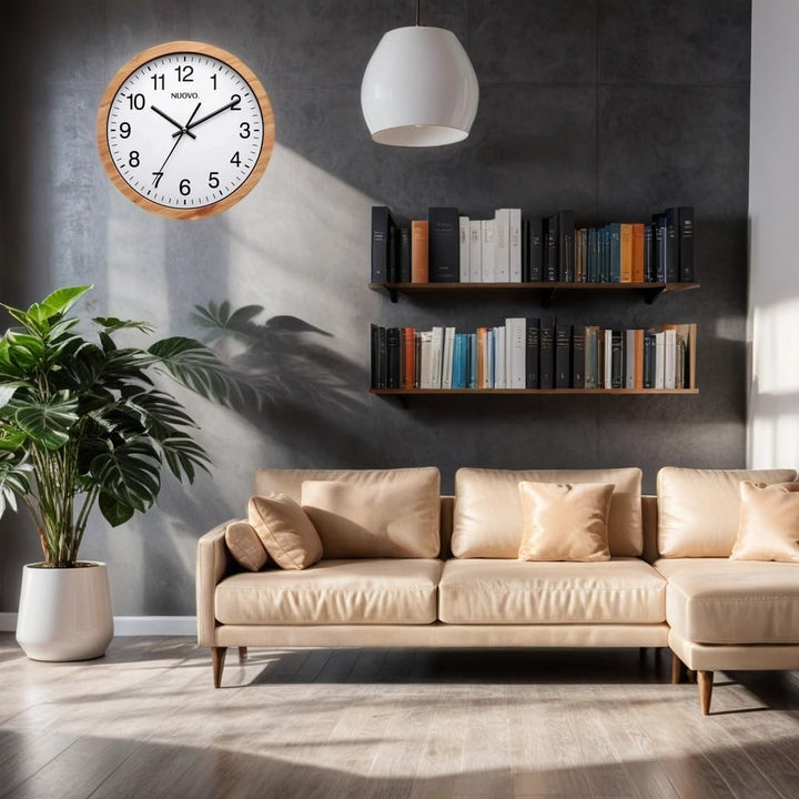 NUOVO 10 Zoll hölzerne runde Wanduhr Stille und Nicht tickende Retro Wanduhr für Wohnzimmer Schlafzi
