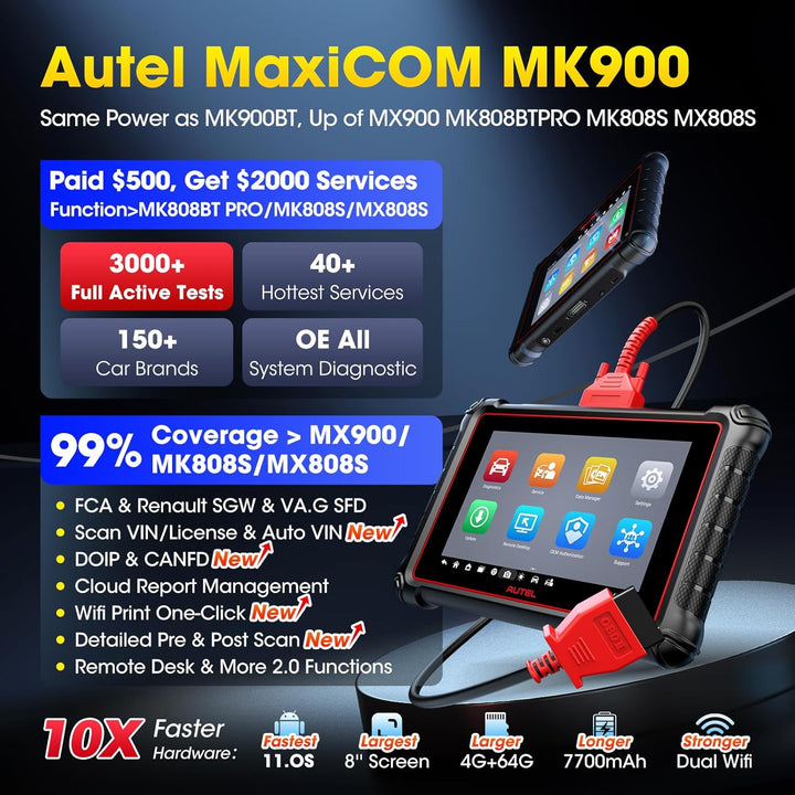 Autel MaxiCOM MK900 OBD2 Diagnosegerät, 2026 Diagnosewerkzeuge Wie MK900BT, Up of MX900 MK808BT PRO,