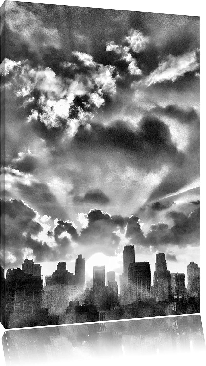 Pixxprint Chicago Skyline im Sonnenaufgang als Leinwandbild/Grösse: 100x70 / Wandbild/Kunstdruck/fer