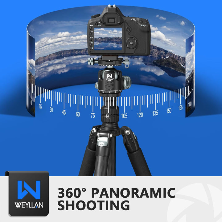 WEYLLAN Doppelter Panorama Low Profile Kugelkopf für 360 °drehbar,Stativkopf mit Schnellwechselplatt