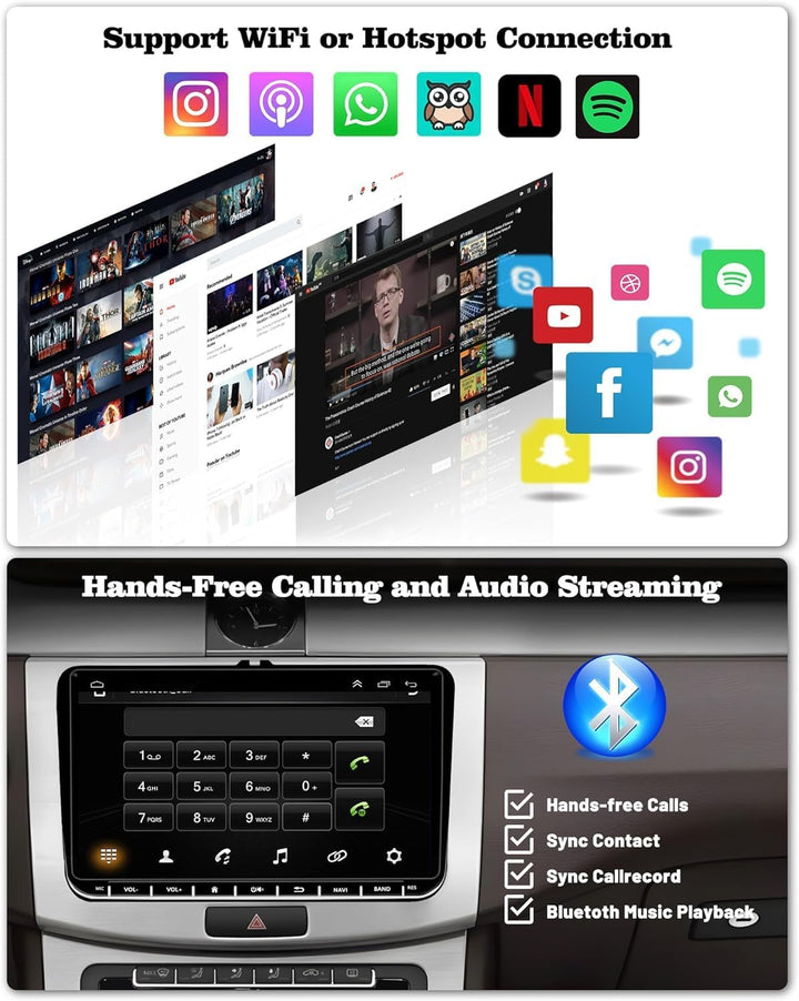 Hikity 2G+64G Android 15 Autoradio mit Dashcam Wireless Carplay Android Auto für VW Golf 6 Golf 5 Po
