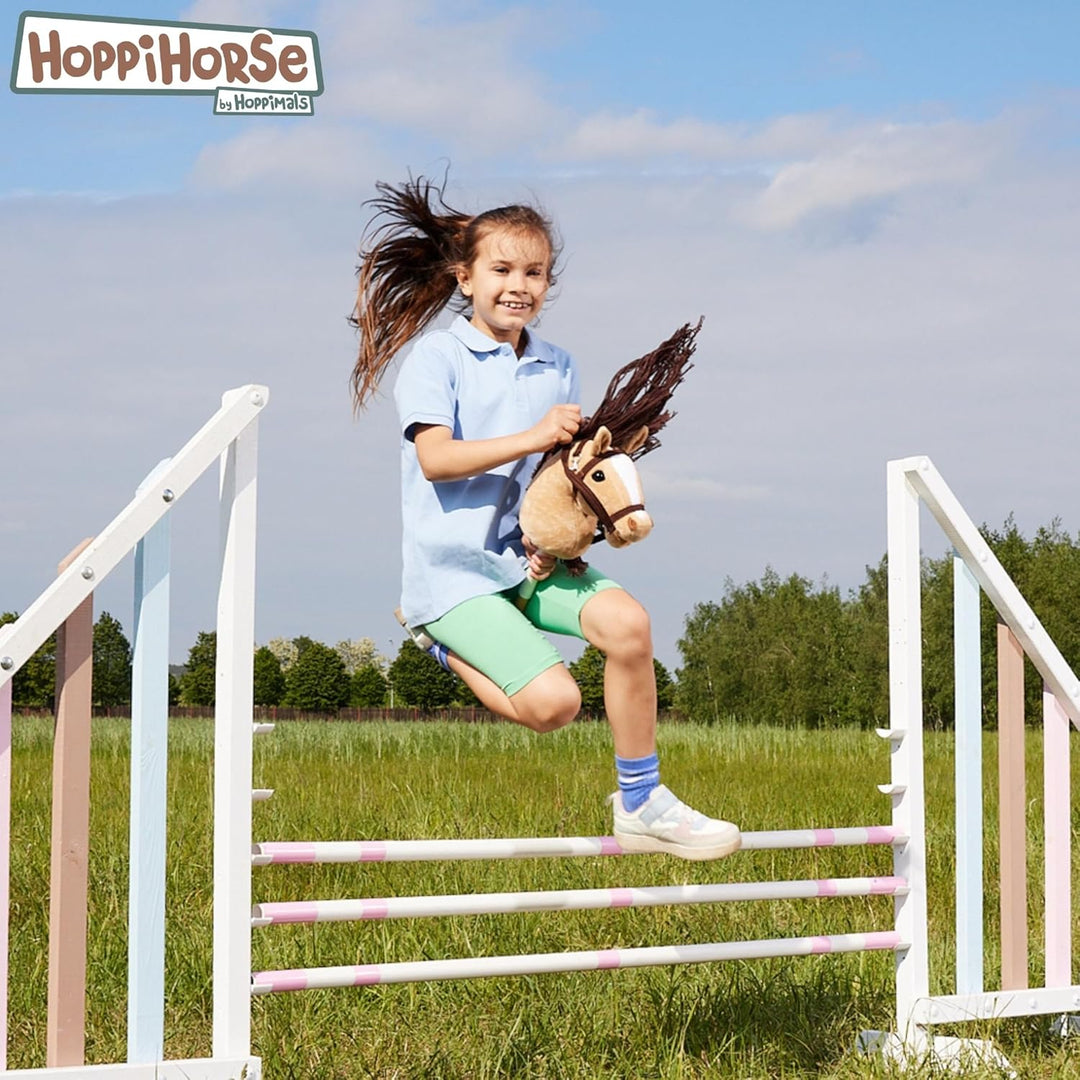 HOPPIHORSE Steckenpferd mit Trense - A4 - Hobby Horse mit Zügeln, Schultergurt, Schweif - hochwertig