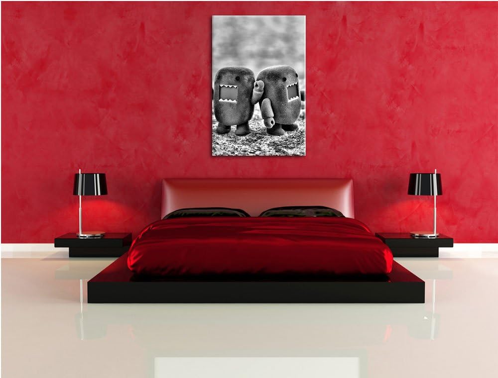 Pixxprint Rawr Monsterpuppen / 100x70cm Leinwandbild bespannt auf Holzrahmen/Wandbild Kunstdruck Dek