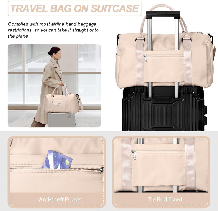 Sport Duffel Bag Damen,Handgepäck 45x36x20 für Ryanair Cabin Sporttasche mit Nassfach & Schuhfach Re