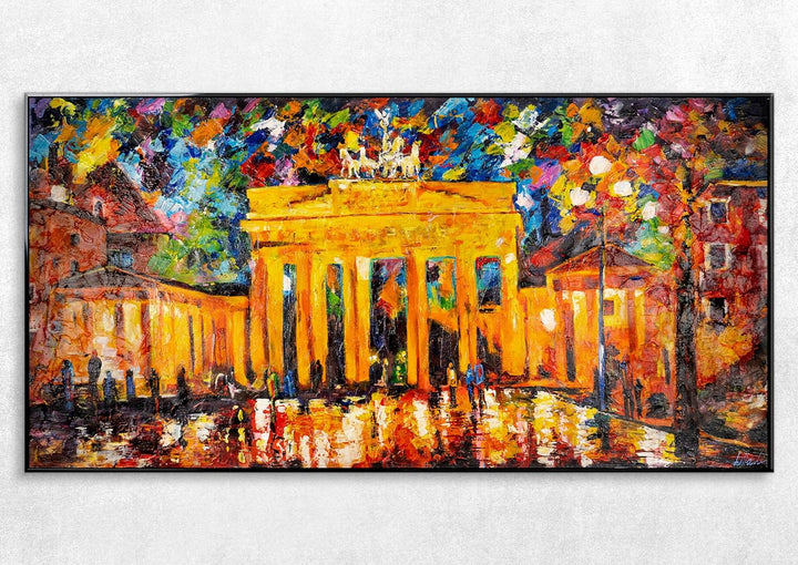 YS-Art XXL Abstrakt Acryl Gemälde auf Leinwand Brandenburger Tor handgemalt Wandbilder Wohnzimmer mo