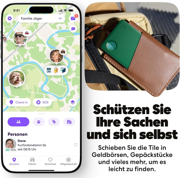 Tile by Life360 Slim - Geldbörsenfinder, Bluetooth-Tracker und Gegenstandsfinder für Gepäckanhänger,