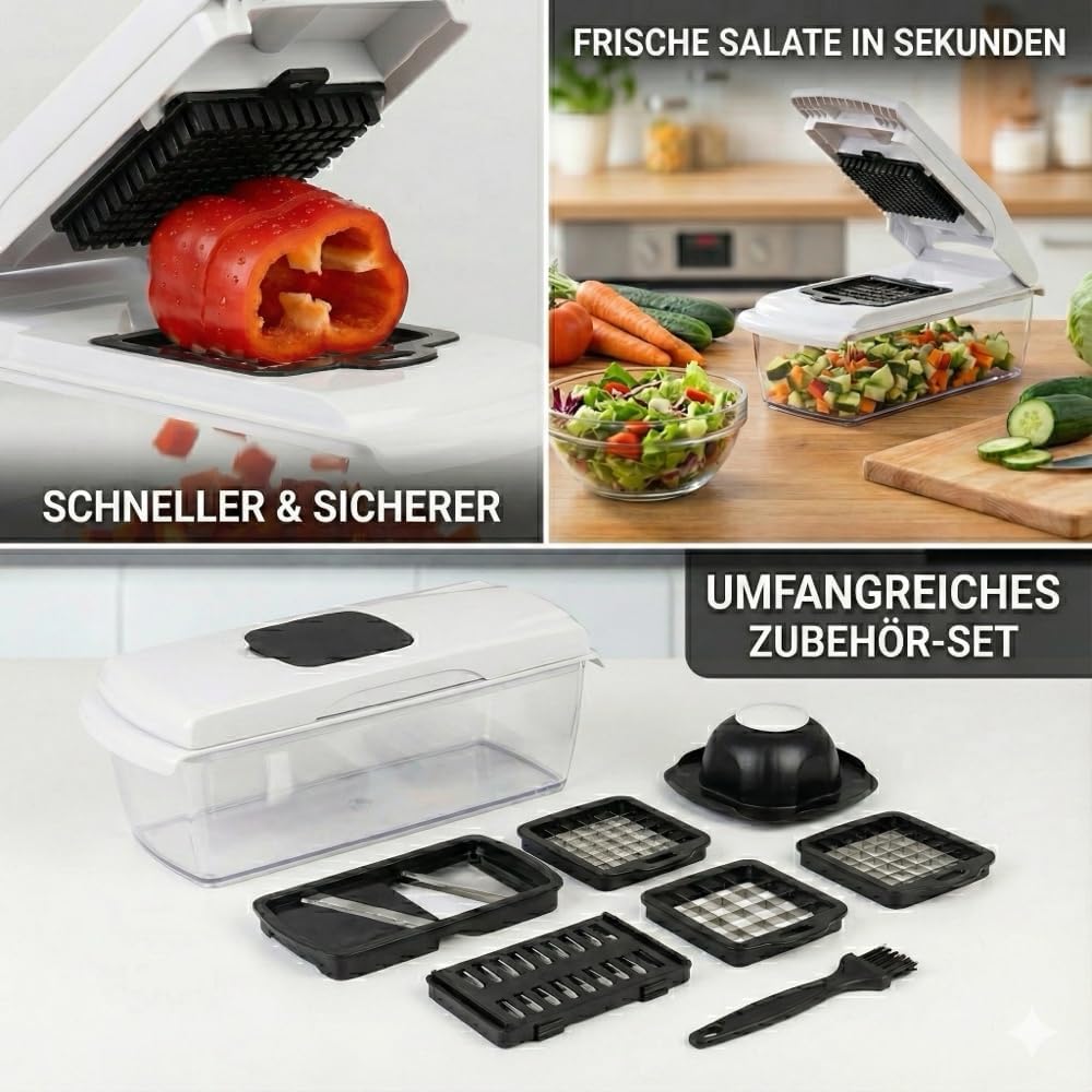 Gemüseschneider 22‑in‑1 – Spiralschneider, Zwiebel Zerkleinerer & Zwiebelschneider – Gemüsehobel, Ma