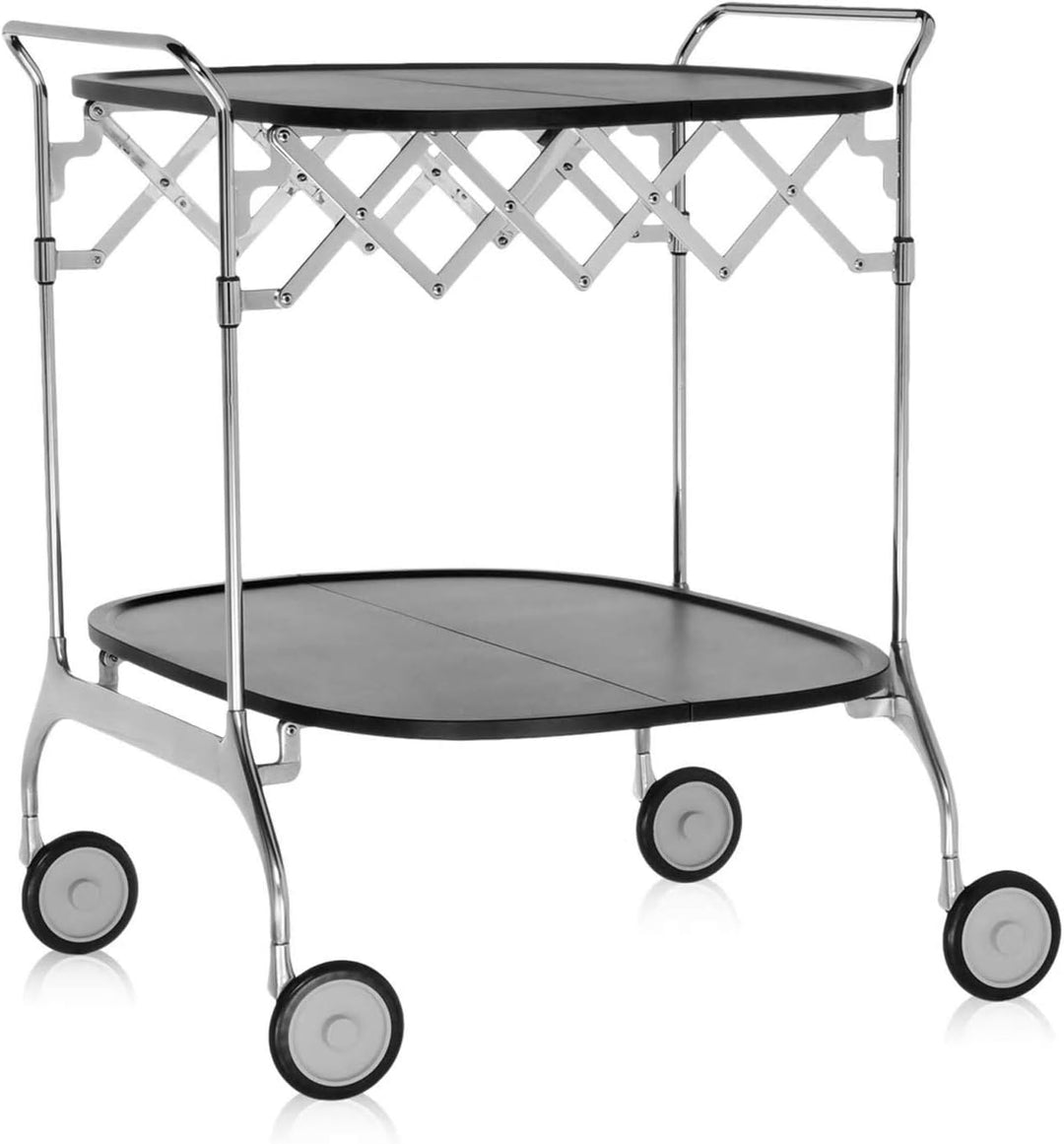 Kartell Gastone Rollwagen, Kunststoff, Schwarz, 62 x 70 x 68 cm Verchromtes Struktur Schwarz, Verchr