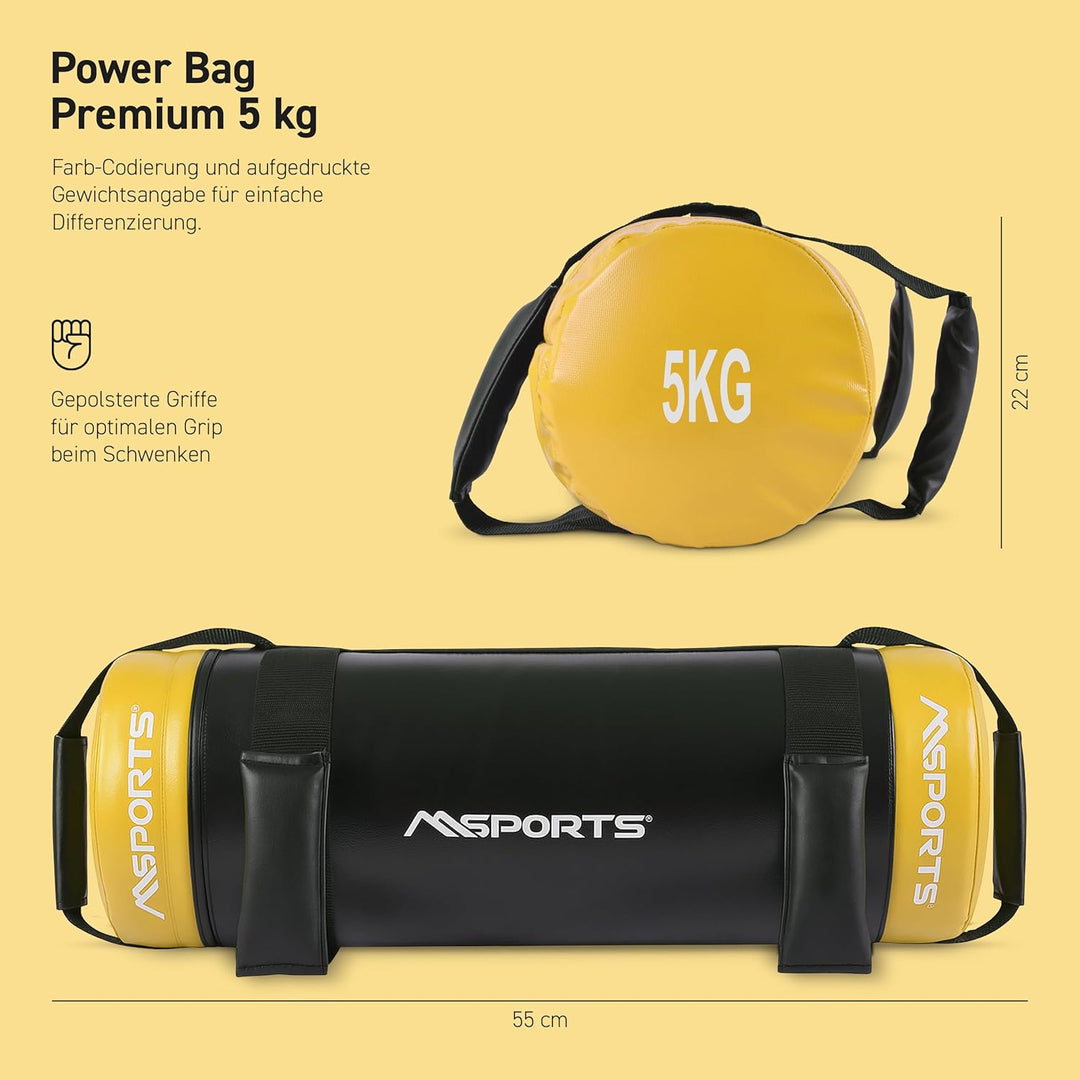 MSPORTS Power Bag Premium 5-30 kg Fitness Bag - Sandsack für Functional Fitness Gewichtssack 5