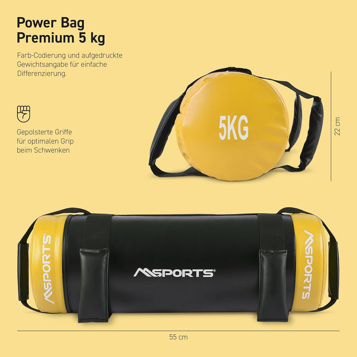 MSPORTS Power Bag Premium 5-30 kg Fitness Bag - Sandsack für Functional Fitness Gewichtssack 5