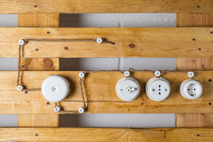 Amarcords - 5 Rosetten aus Porzellan für Pendelleuchten mit farbig gewölbten Keramikgehäusen BLAU GE