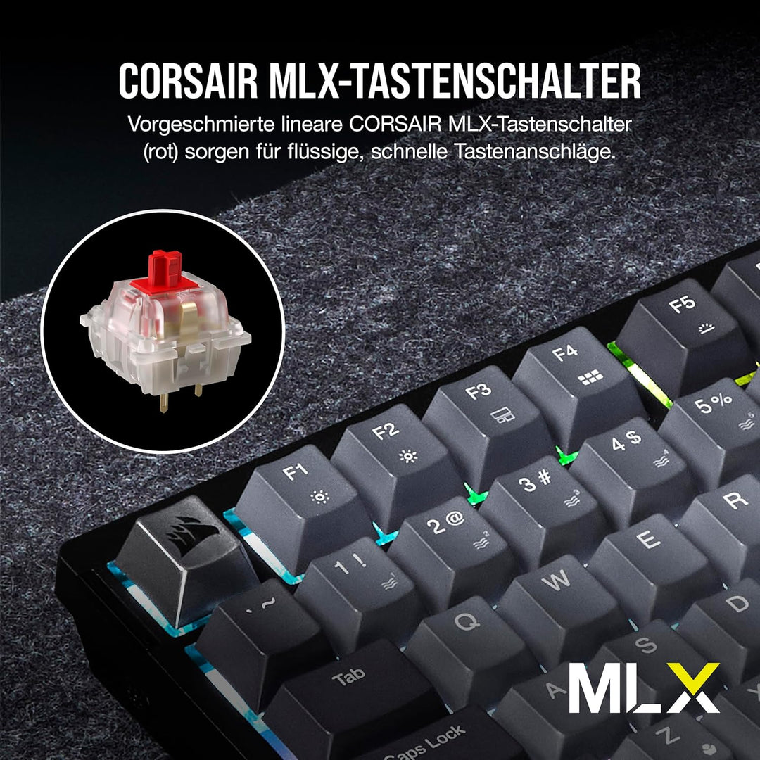 Corsair K65 Plus Wireless 75% RGB Hot-Swap-Fähige Mechanische Gaming-Tastatur - Vorgeschmierte MLX R