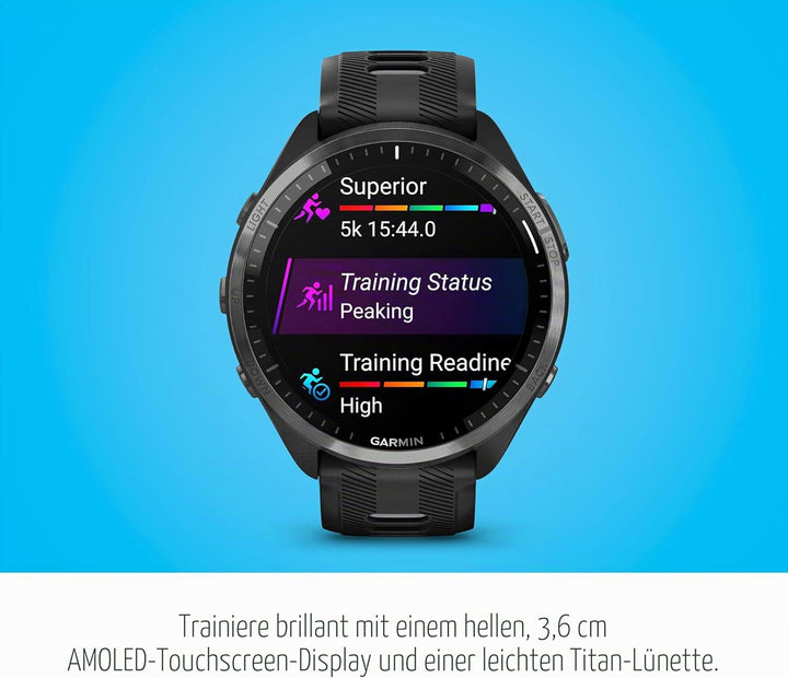 Garmin Forerunner® 965 Running Smartwatch, buntes AMOLED-Display, Trainingsmetriken und Wiederherste