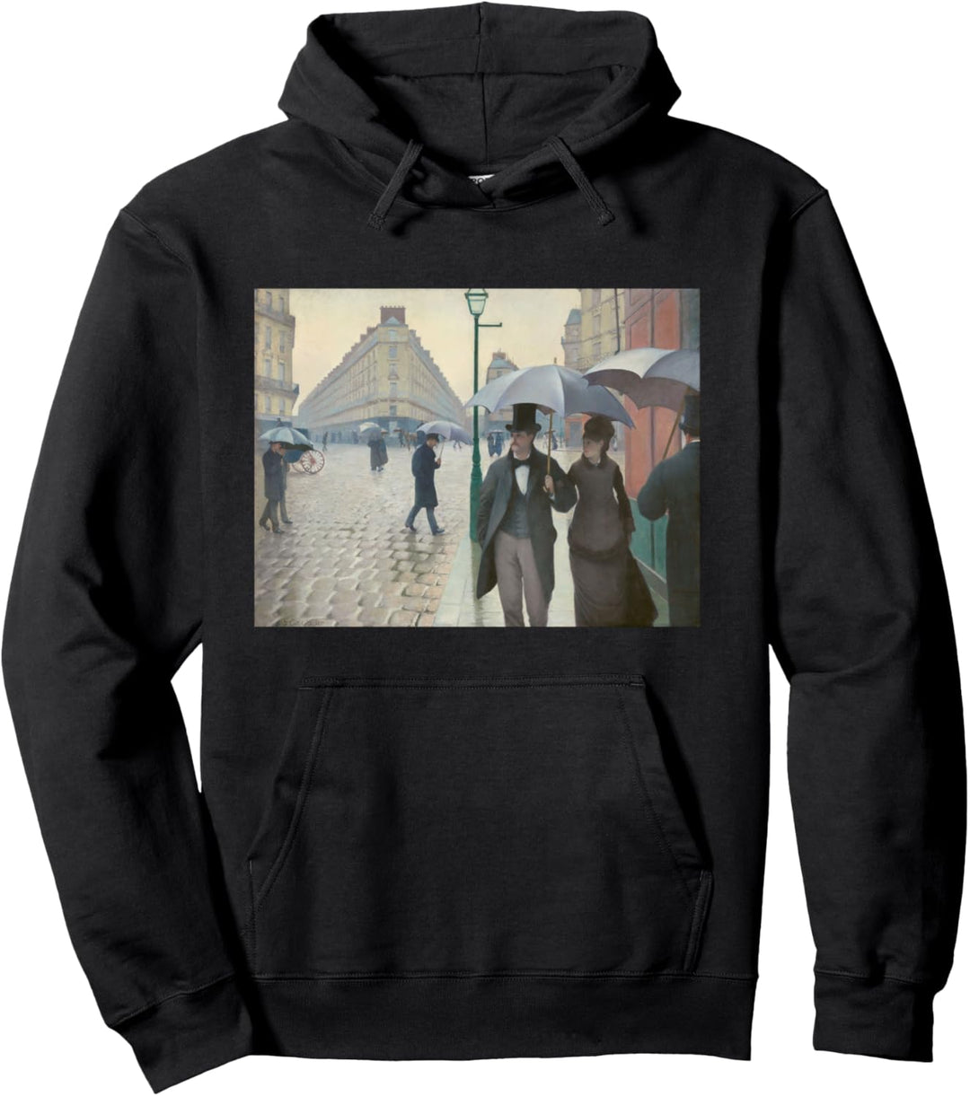 Pariser Strasse; Regentag von Gustave Caillebotte Pullover Hoodie