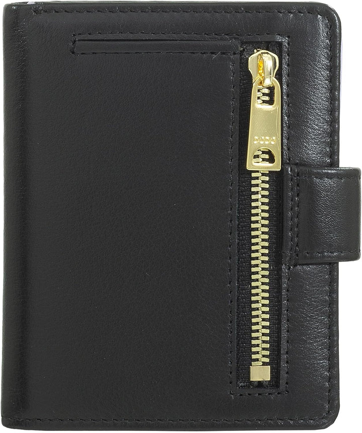 DUDU Damen Geldbörse aus echtes Leder, kleines Leder RFID-Kartenetui mit Reissverschluss, Münzfach,