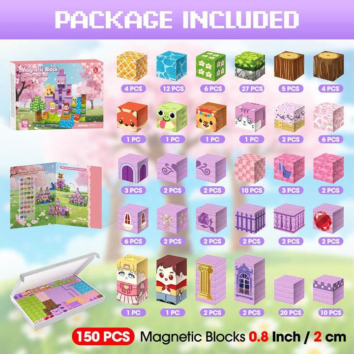 Magnetische Bausteine 150 PCS, Magnetbausteine für 3+ Jahr, Magnetic Blocks Spielzeug-Sets für Kinde