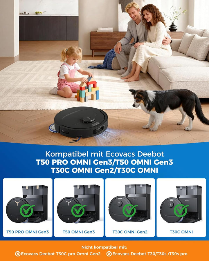 27 Stück Zubehör für Ecovacs Deebot T30C Omni Gen2/T30C Omni Roboterstaubsauger: 1 Hauptbürste, 6 Se