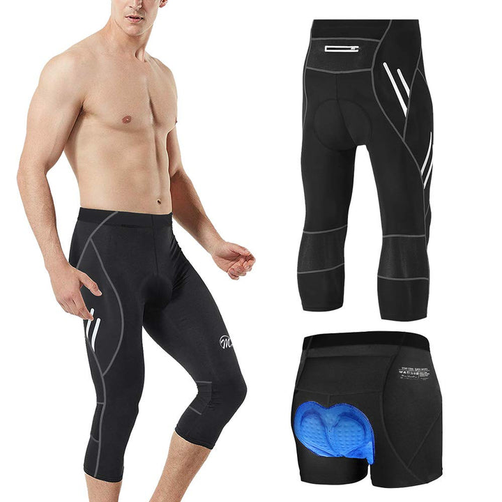 MEETWEE Herren 3/4 Radhose Fahrradhose, Kompression Radlerhose Leggings Radsport Hose für Männer Ela