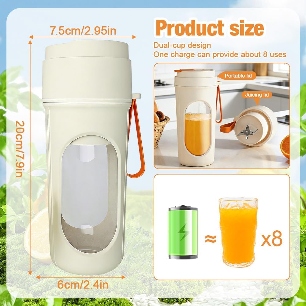 Tragbarer Mixer,450ml Smoothie Maker, Mini Jug Blender, Wiederaufladbarem USB Mini Standmixer, USB S