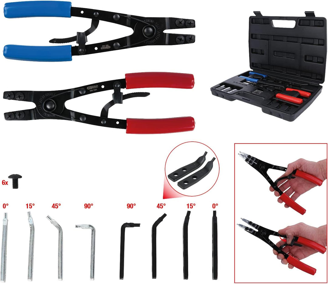 KS Tools 500.1350 Sicherungszangen-Satz mit Ratschenfunktion, 20-tlg.