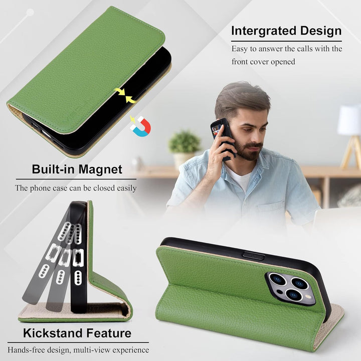 VISOUL iPhone 14 Pro Max Hülle,Handyhülle iPhone 14 Pro Max[Echtleder] [Kartenfächer] [TPU] [Magnet]