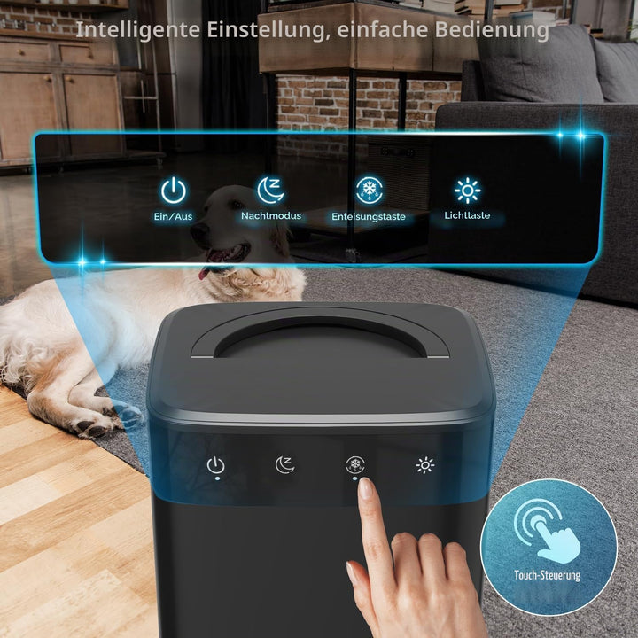Luftentfeuchter -Black Elektrisch 2,6L, Leiser Raumentfeuchter für Keller, Bad &amp; Schlafzimmer bis 32