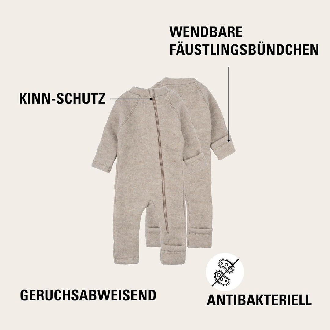 Mikk-line Walkoverall | Wollwalk Overall für Baby und Kleinkind | Schlafanzug Aus 95% Wolle - 100% M