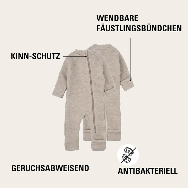 Mikk-line Walkoverall | Wollwalk Overall für Baby und Kleinkind | Schlafanzug Aus 95% Wolle - 100% M