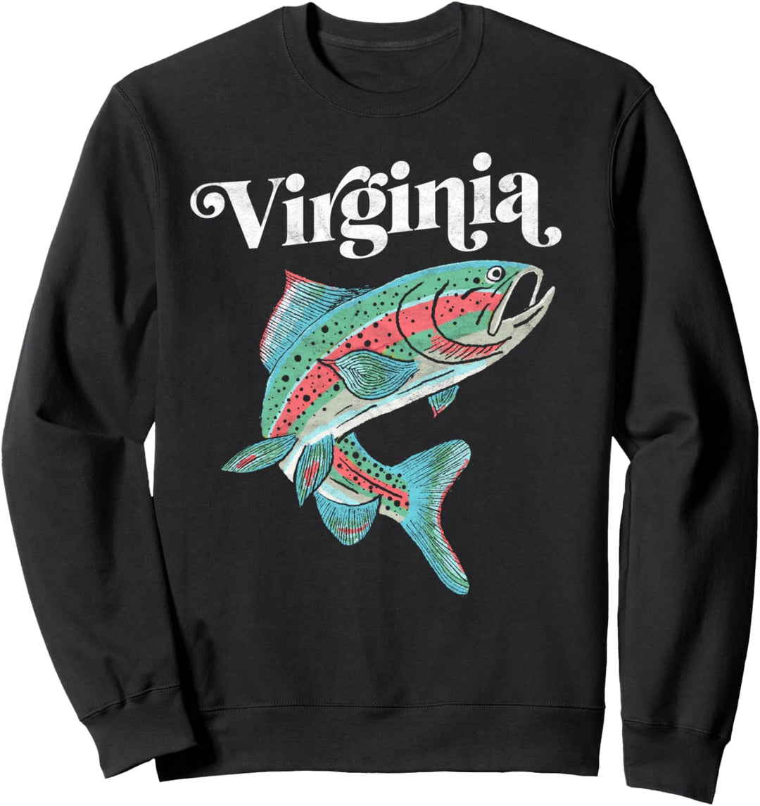 Virginia Rainbow Trout Fishing Vintage Retro Graphic Sweatshirt