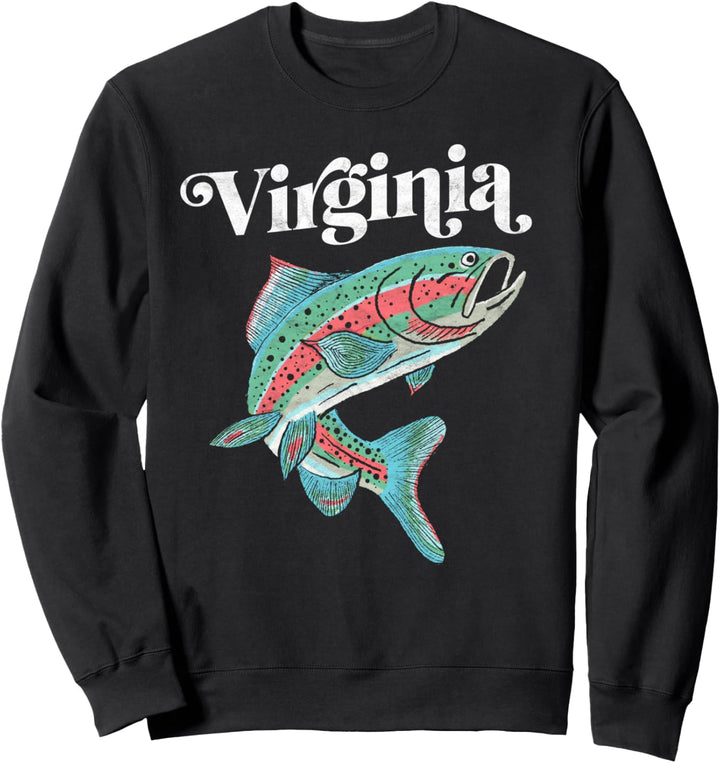 Virginia Rainbow Trout Fishing Vintage Retro Graphic Sweatshirt