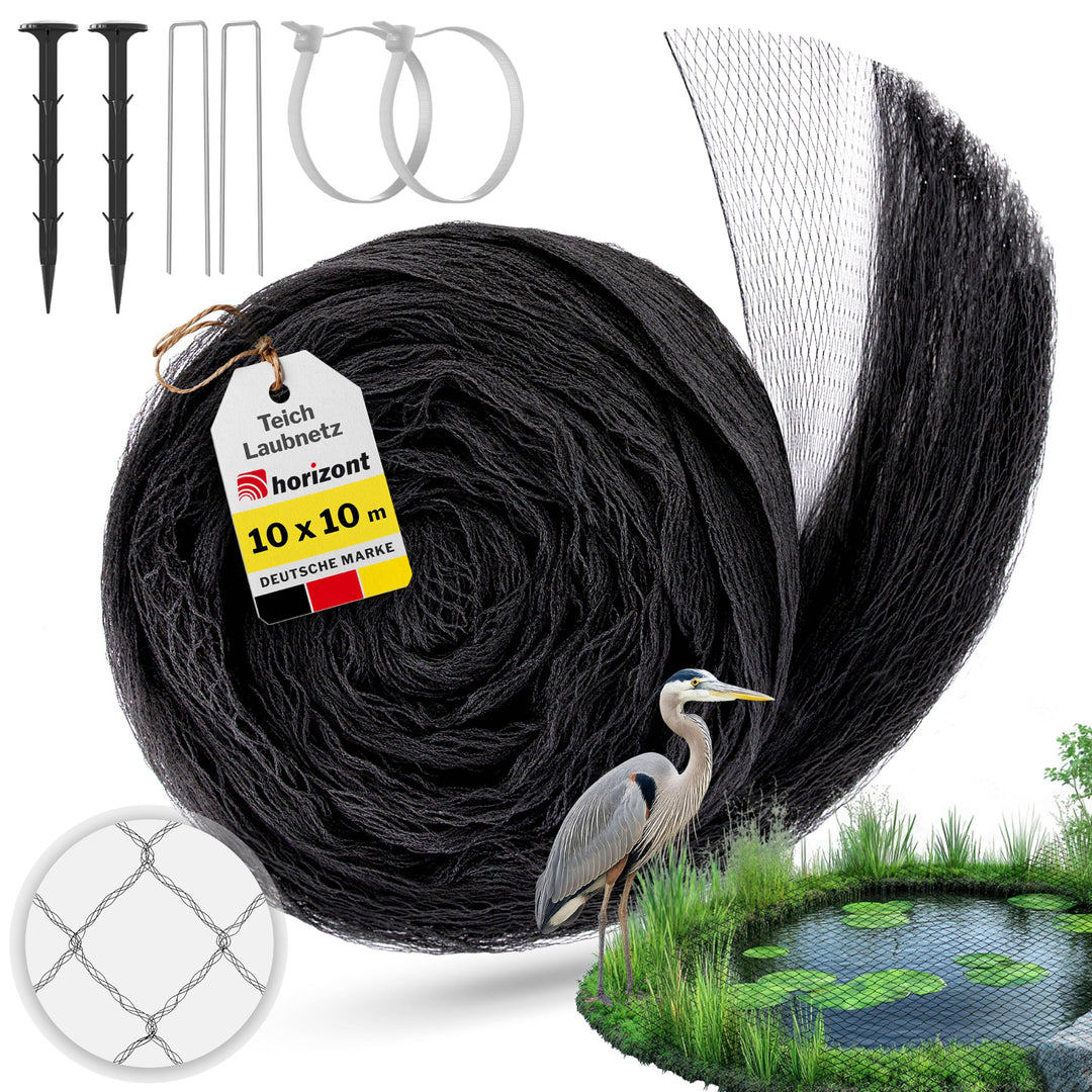 horizont Teichnetz feinmaschig 10x10 m - schwarz - 18x18 mm - reissfest & witterungsbeständig - Voge