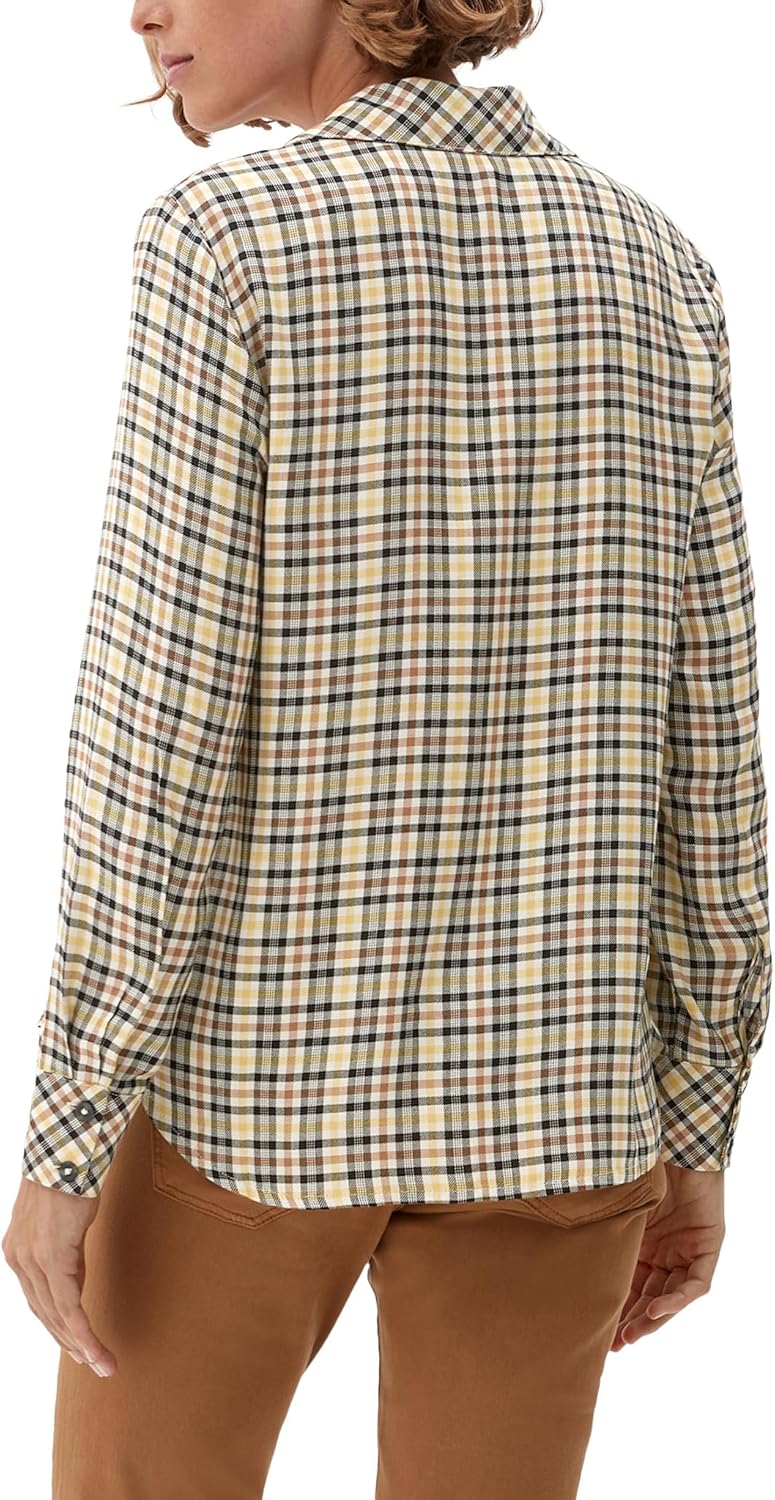 S. Oliver Damen Bluse Hemd Shirt Tunika Jersey Schwarz Gelb Kariert 38 Beige, 38 Beige