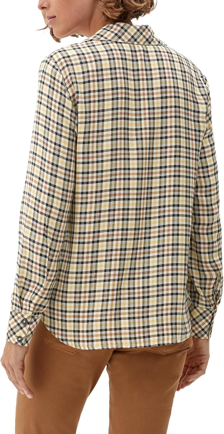S. Oliver Damen Bluse Hemd Shirt Tunika Jersey Schwarz Gelb Kariert 38 Beige, 38 Beige