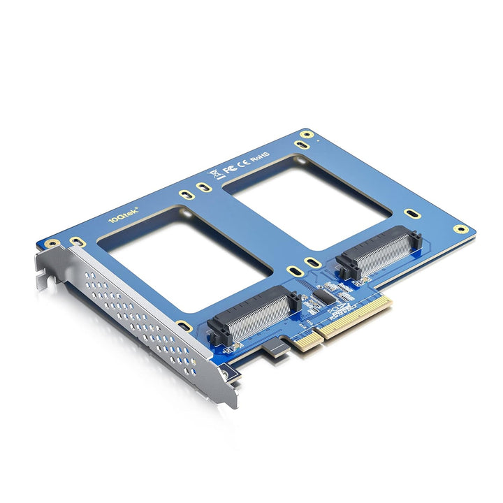 10Gtek PCIe 3.0 to (2) U.2 SFF-8639 Adapter, X8, for 2.5’’ U.2 NVMe SSD or 2.5" SATA SSD PCIe X8 to