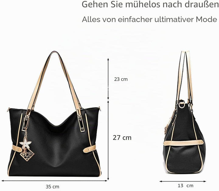 Nicole&amp;Doris Neue Handtasche Damen Schultertasche Henkeltaschen für Frauen Tasche Messenger Bag Blac