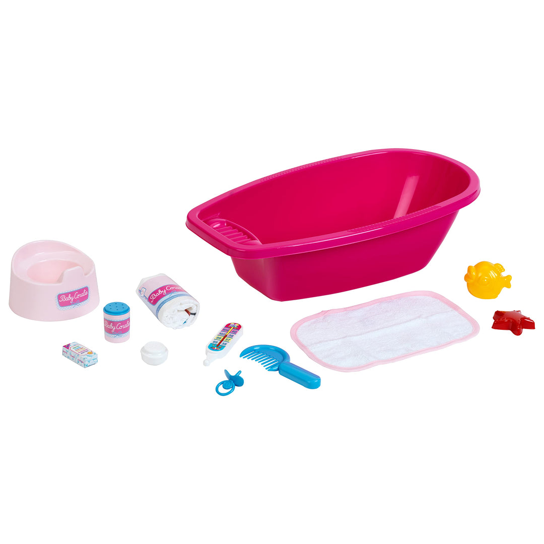 Theo Klein 1675 Baby Coralie Badewannen-Set | Für bis zu 35 cm grosse Puppen | Zahlreiches Bade- und