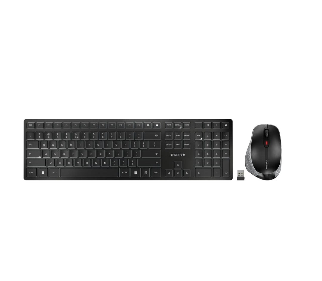 CHERRY DW 9500 Slim, kabelloses Tastatur- und Maus-Set, Belgisches Layout (AZERTY), Bluetooth- oder