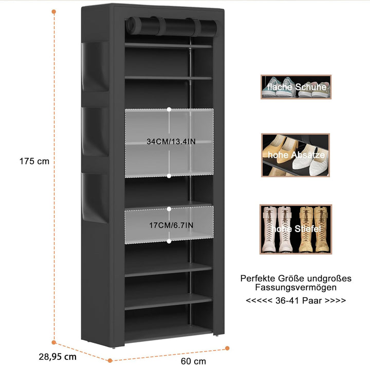 OYREL Schuhregal 11 Ebenen, Grosse Schuhschrank Hoch für 36-41 Paare Schuhe, Schuhaufbewahrung mit s