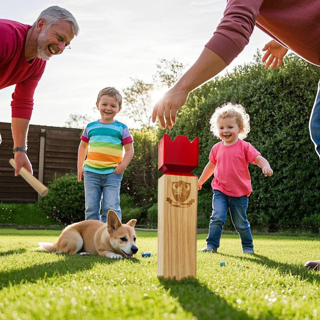 Kubb Spiel im Freien | Wurfspiel mit Tragetasche | Kegelspiel | Gummi Holz Garten Rasen Spiele | Wur