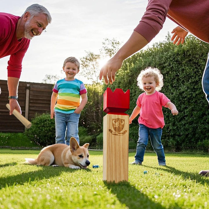 Kubb Spiel im Freien | Wurfspiel mit Tragetasche | Kegelspiel | Gummi Holz Garten Rasen Spiele | Wur