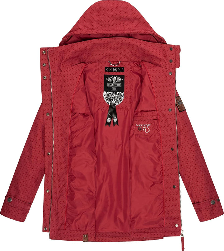 MARIKOO Damen leichte Übergangsjacke Baumwoll-Parka mit Kapuze Nyokoo XS-XXL S Red W.p., S Red W.p.